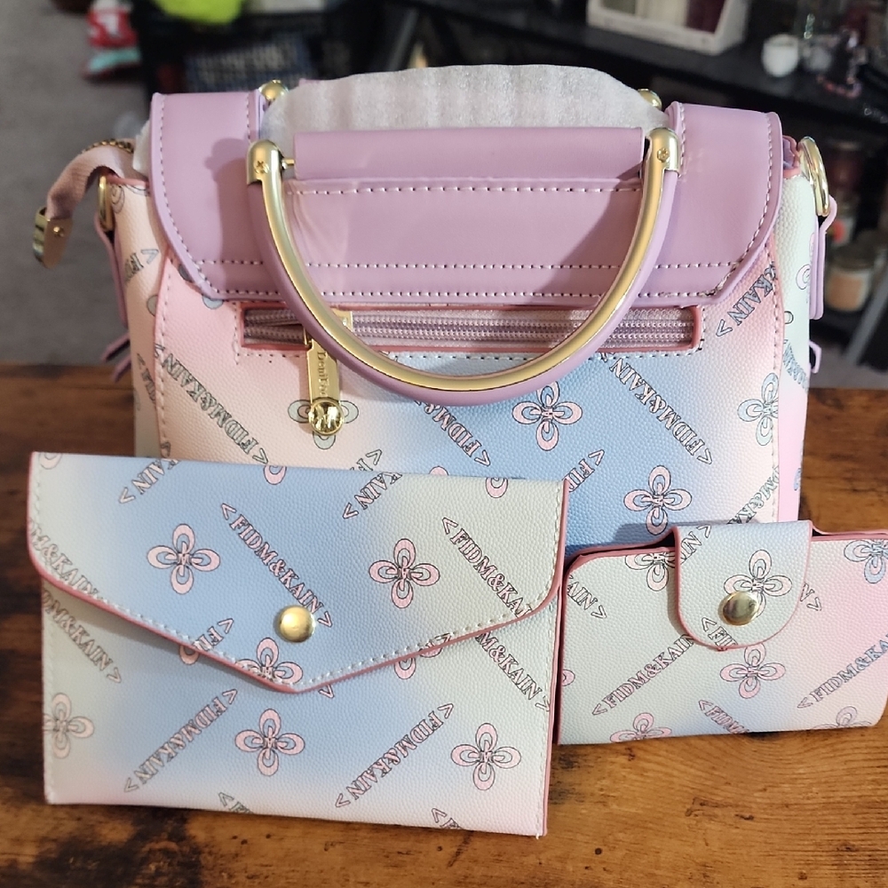 Purple Set Including Fashionable Women Letter contrasting Color Shoulder/handbag
